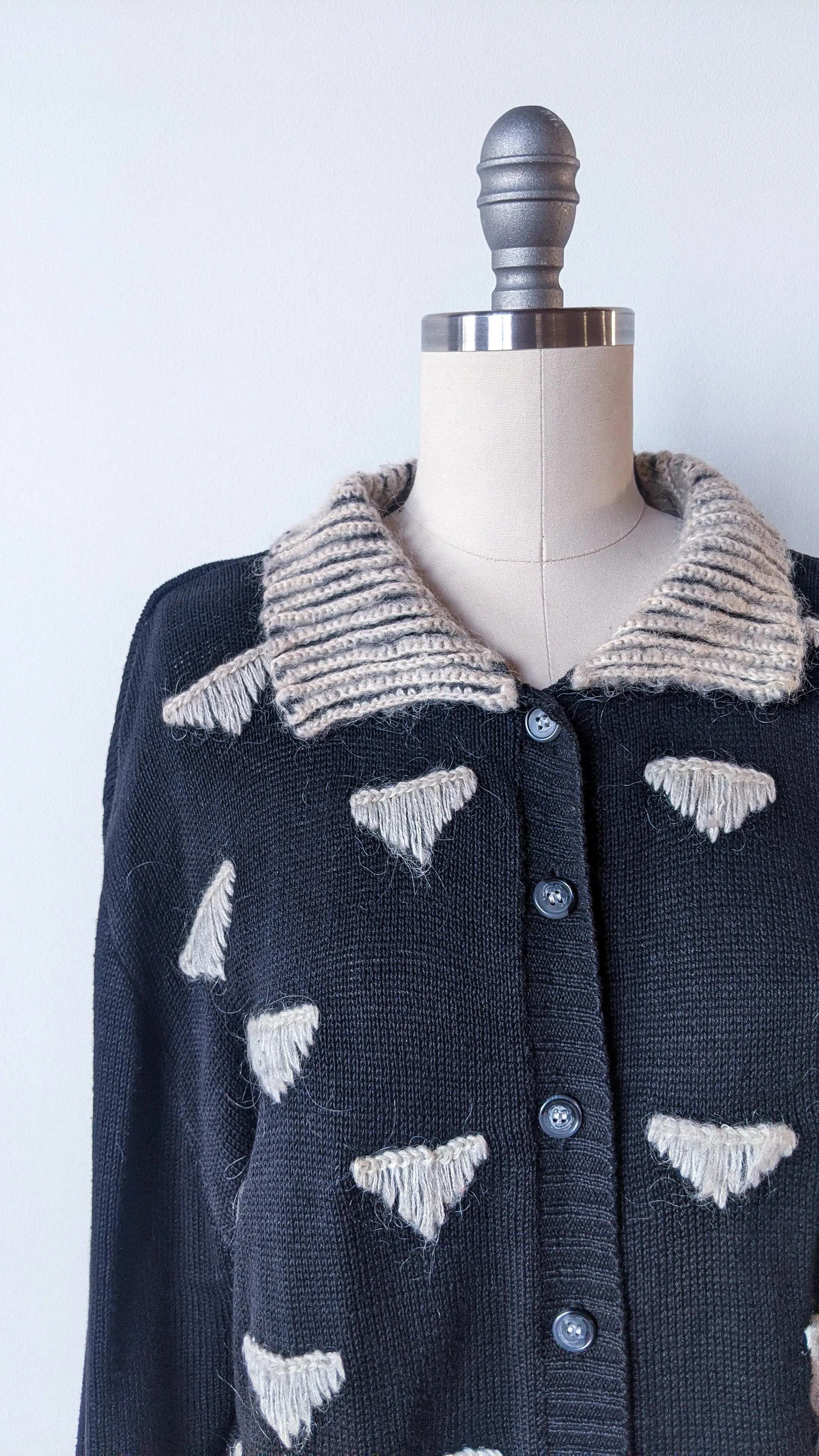 1980s Vivian Wang Triangular Front Knit Sweater, sz. L