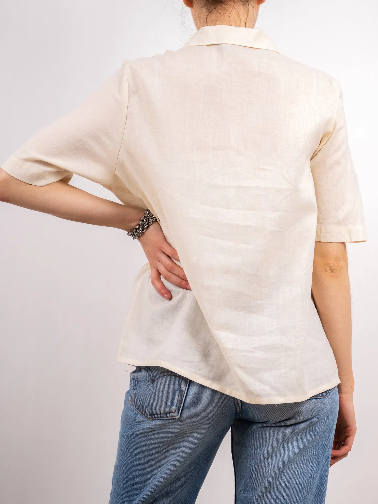 1990's ALEXON embroidered linen t shirt
