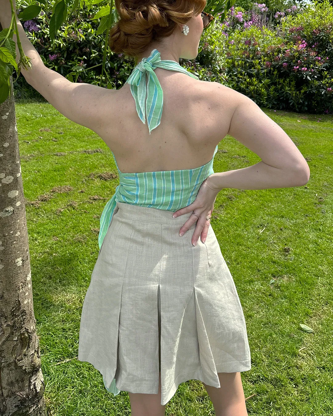30s Pleated Shorts - Ecru Natural Fibre