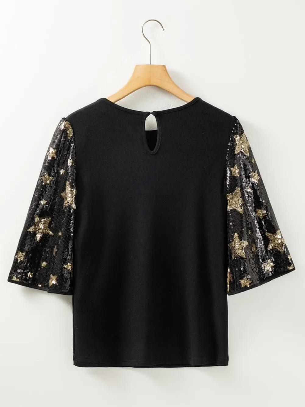 3/4 Sleeve Sequin Star Top