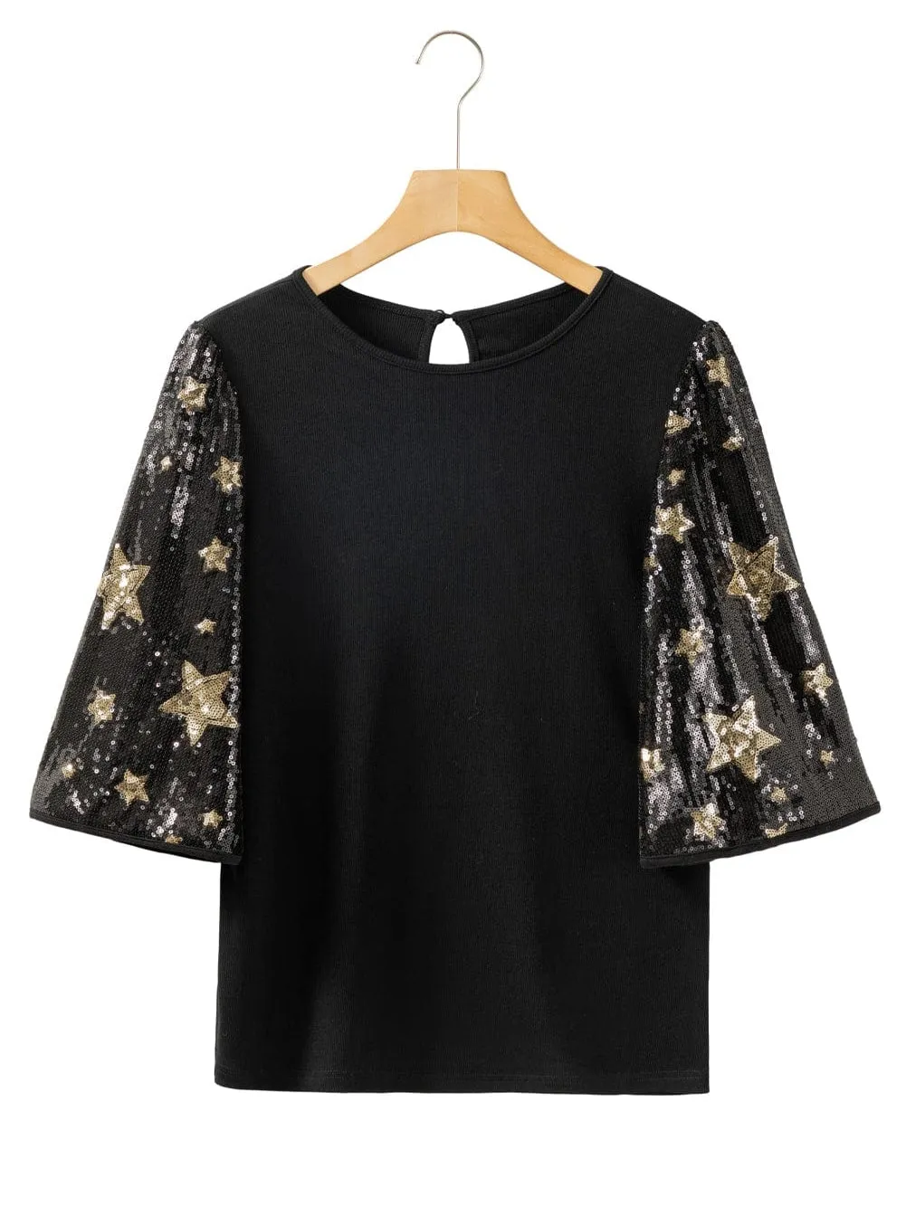 3/4 Sleeve Sequin Star Top