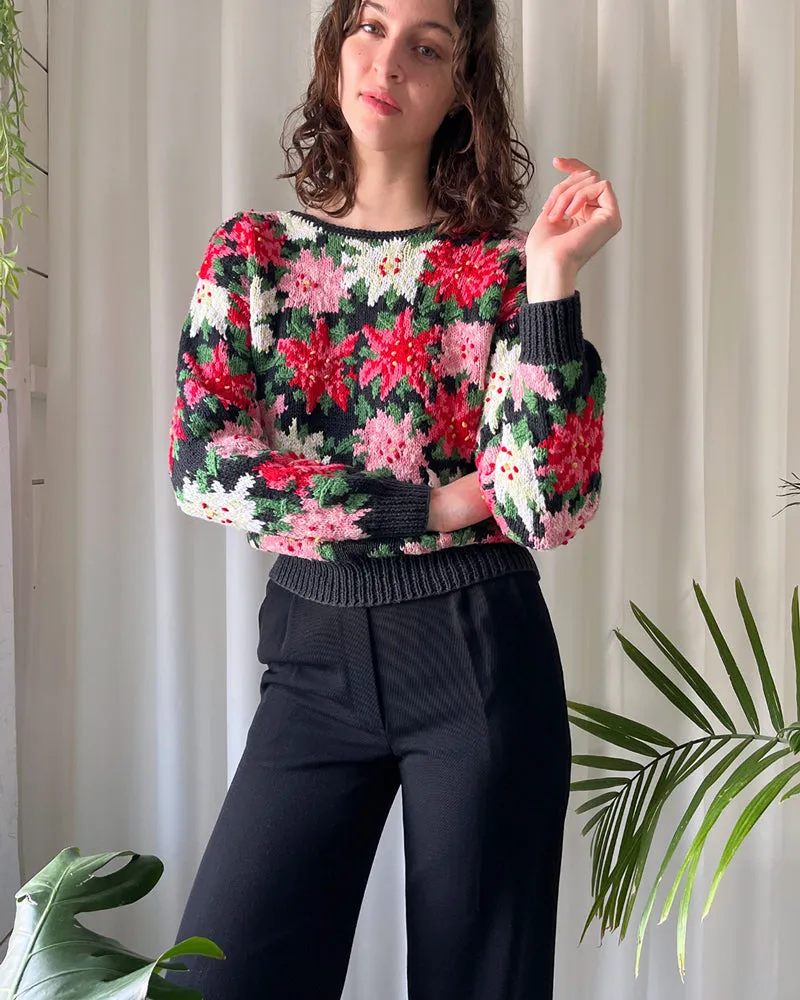 80s Poinsettias Sweater | S-L