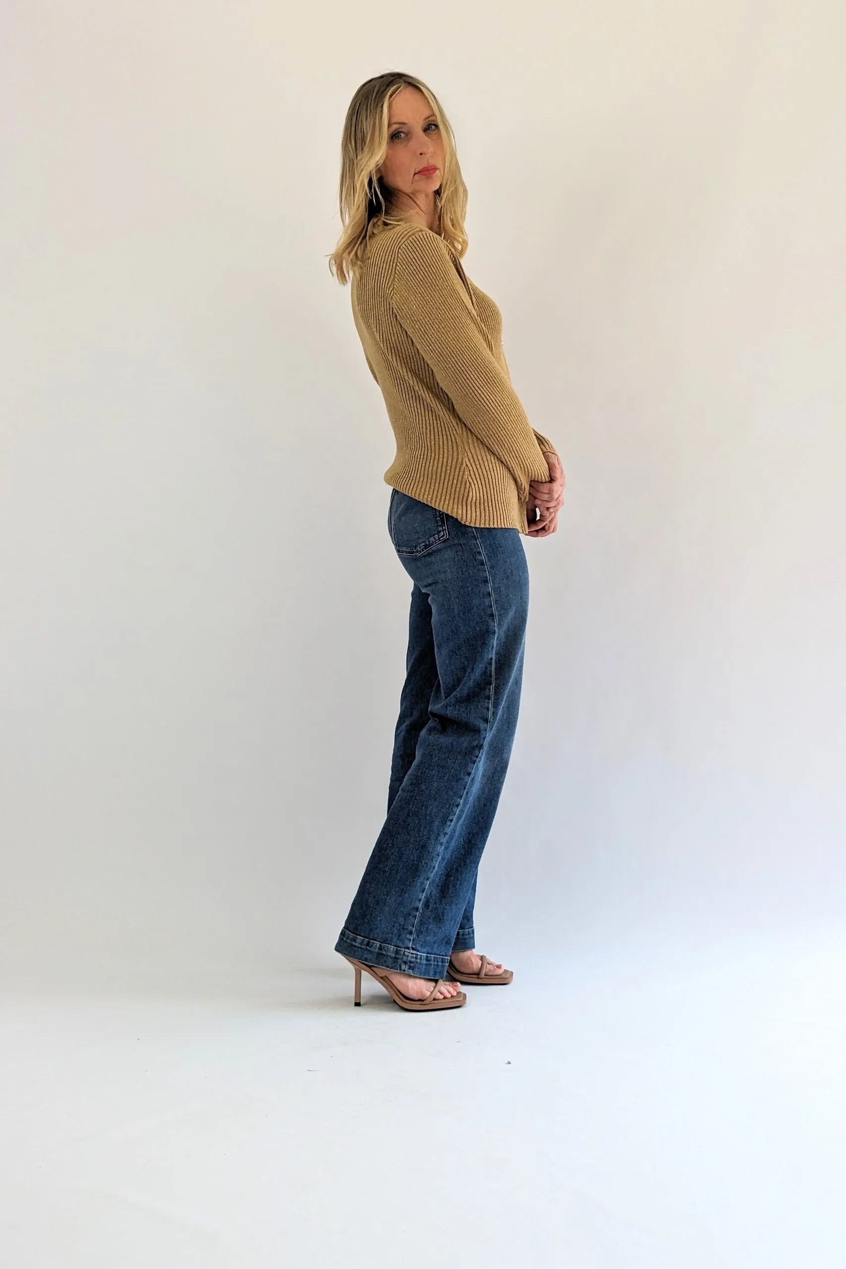 80s Vintage Laura Ashley Gold Ribbed Cardigan