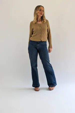 80s Vintage Laura Ashley Gold Ribbed Cardigan