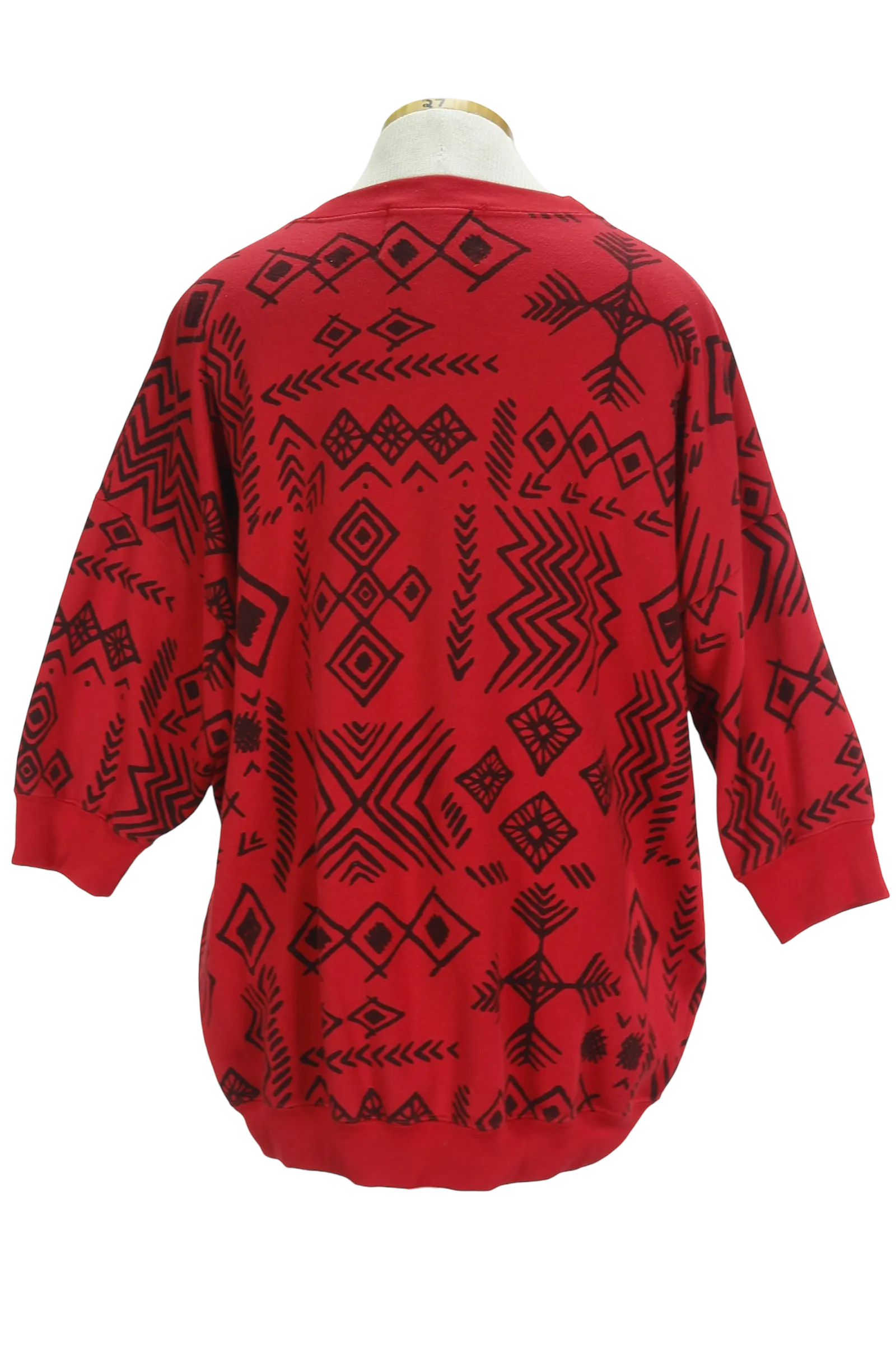 90s Red Tribal Tunic Sweatshirt          L