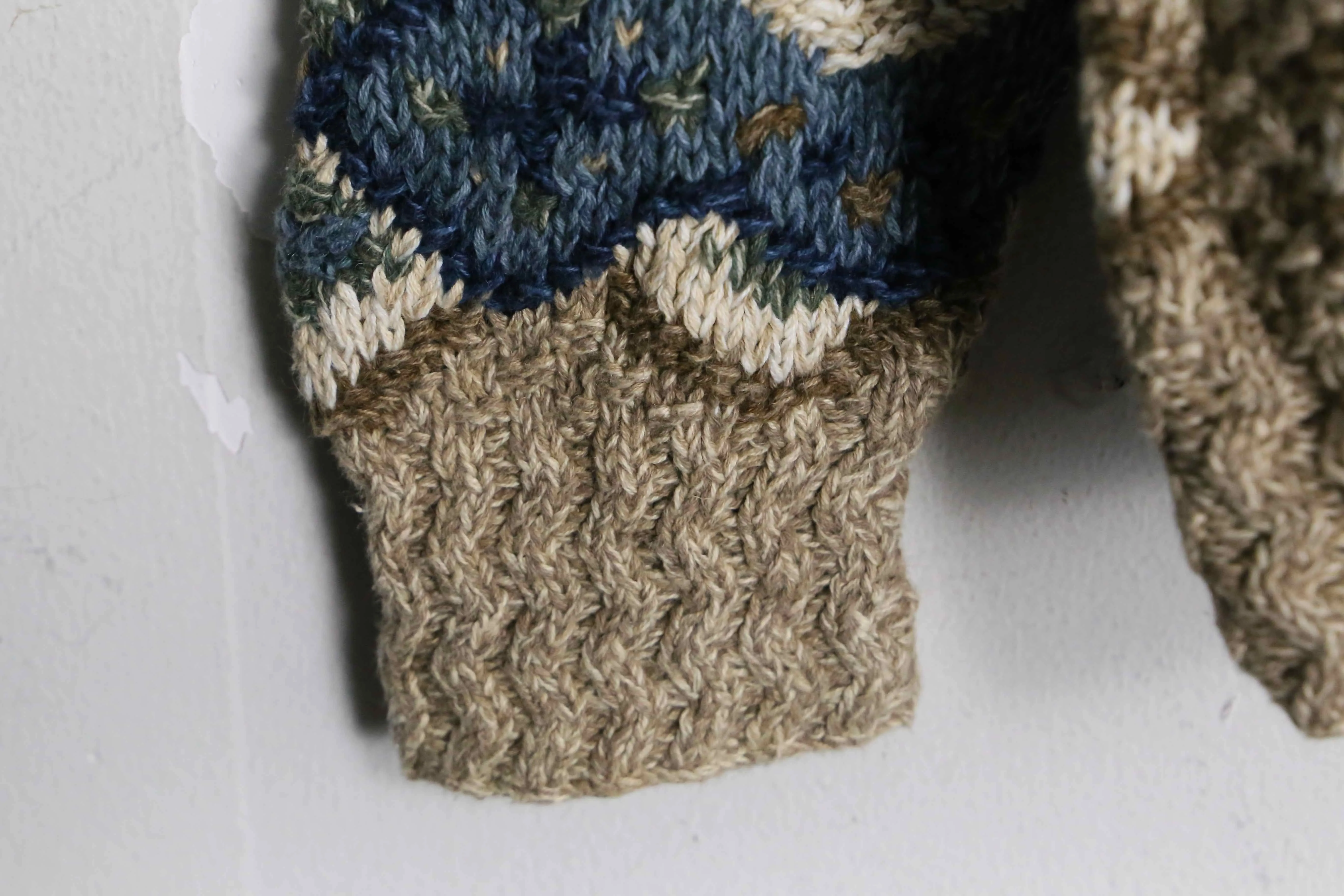 abstract pattern ramie×cotton hand knit