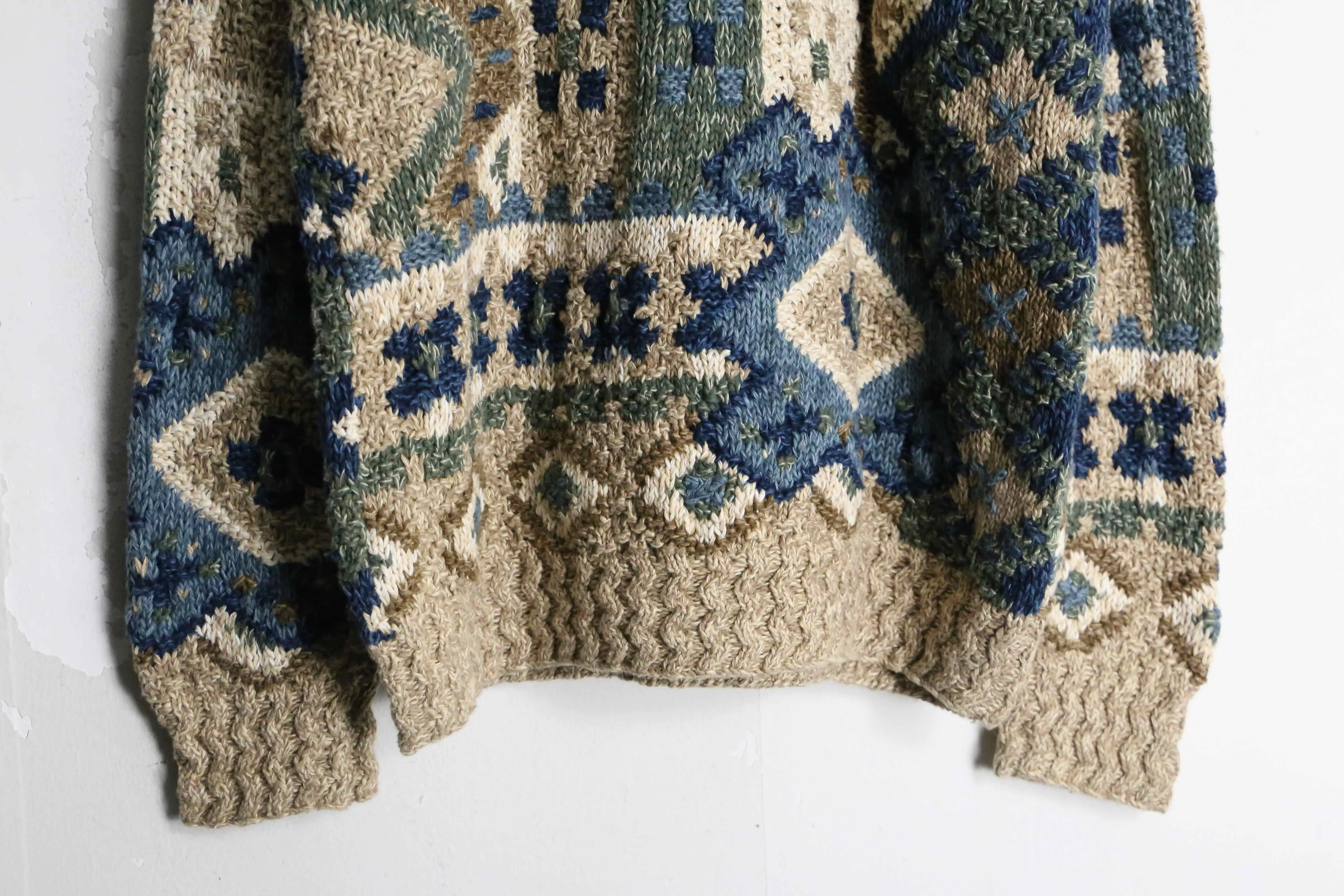 abstract pattern ramie×cotton hand knit