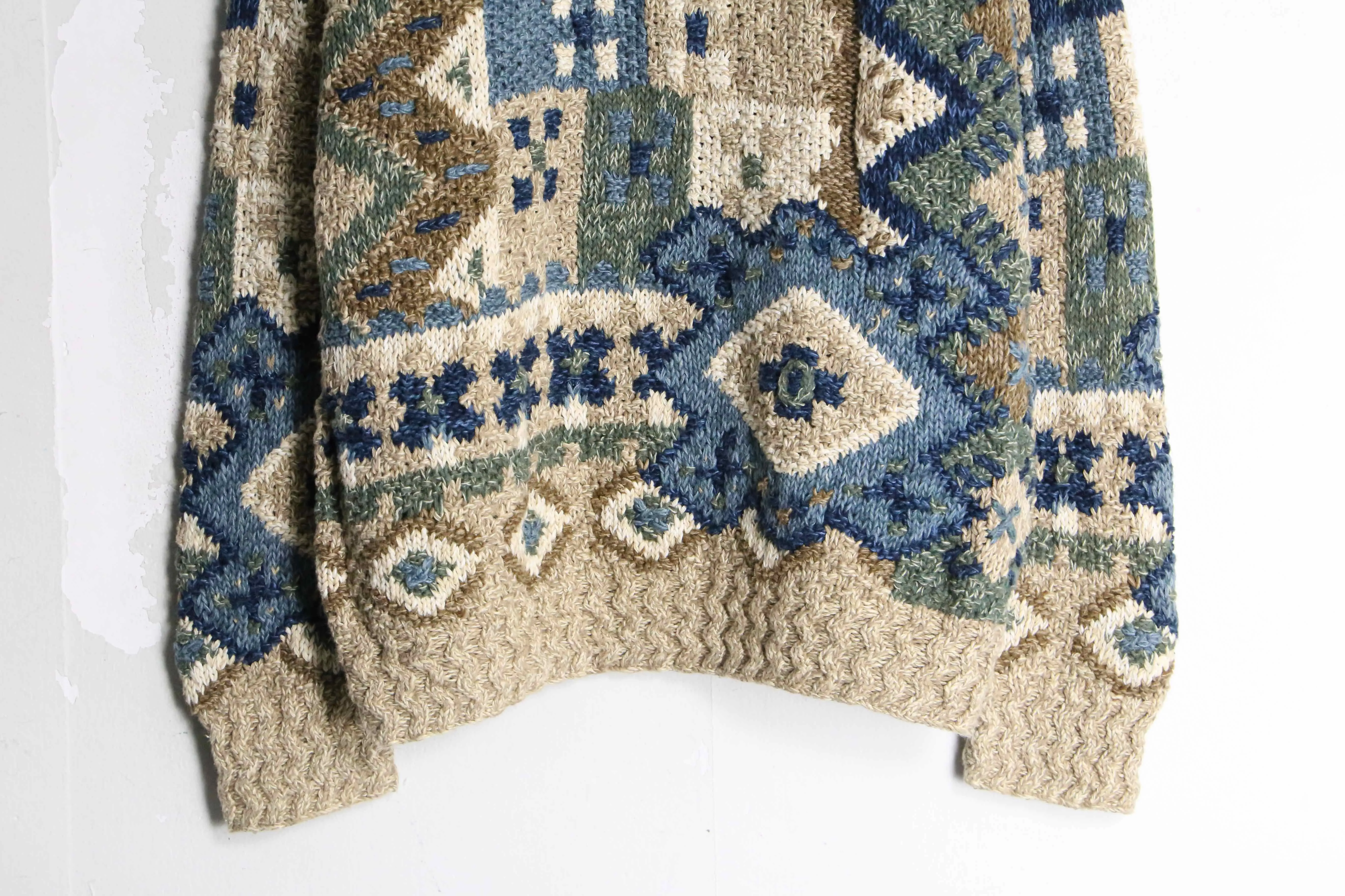 abstract pattern ramie×cotton hand knit