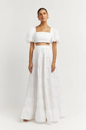 AISLE WHITE LINEN SLEEVED TOP