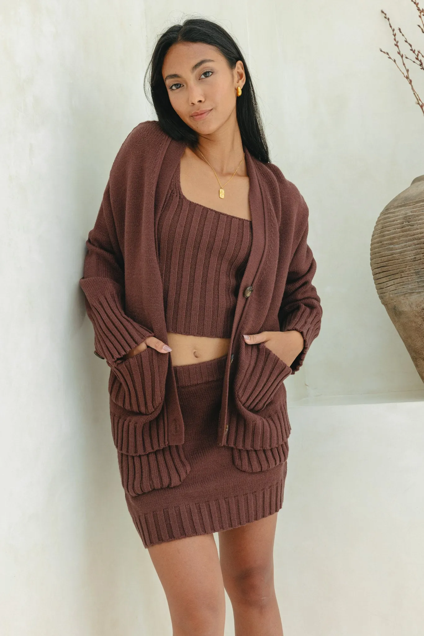 Alice Brown Knit Mini Skirt