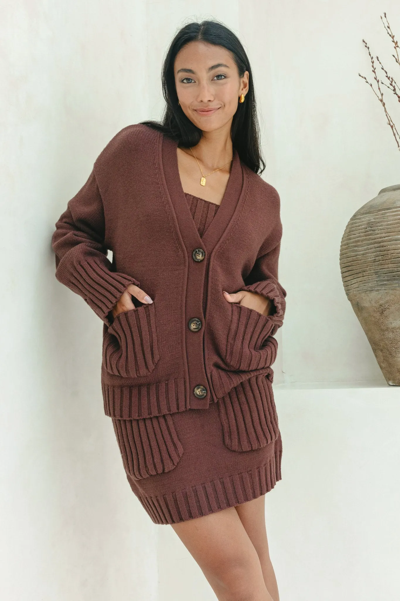 Alice Brown Knit Mini Skirt