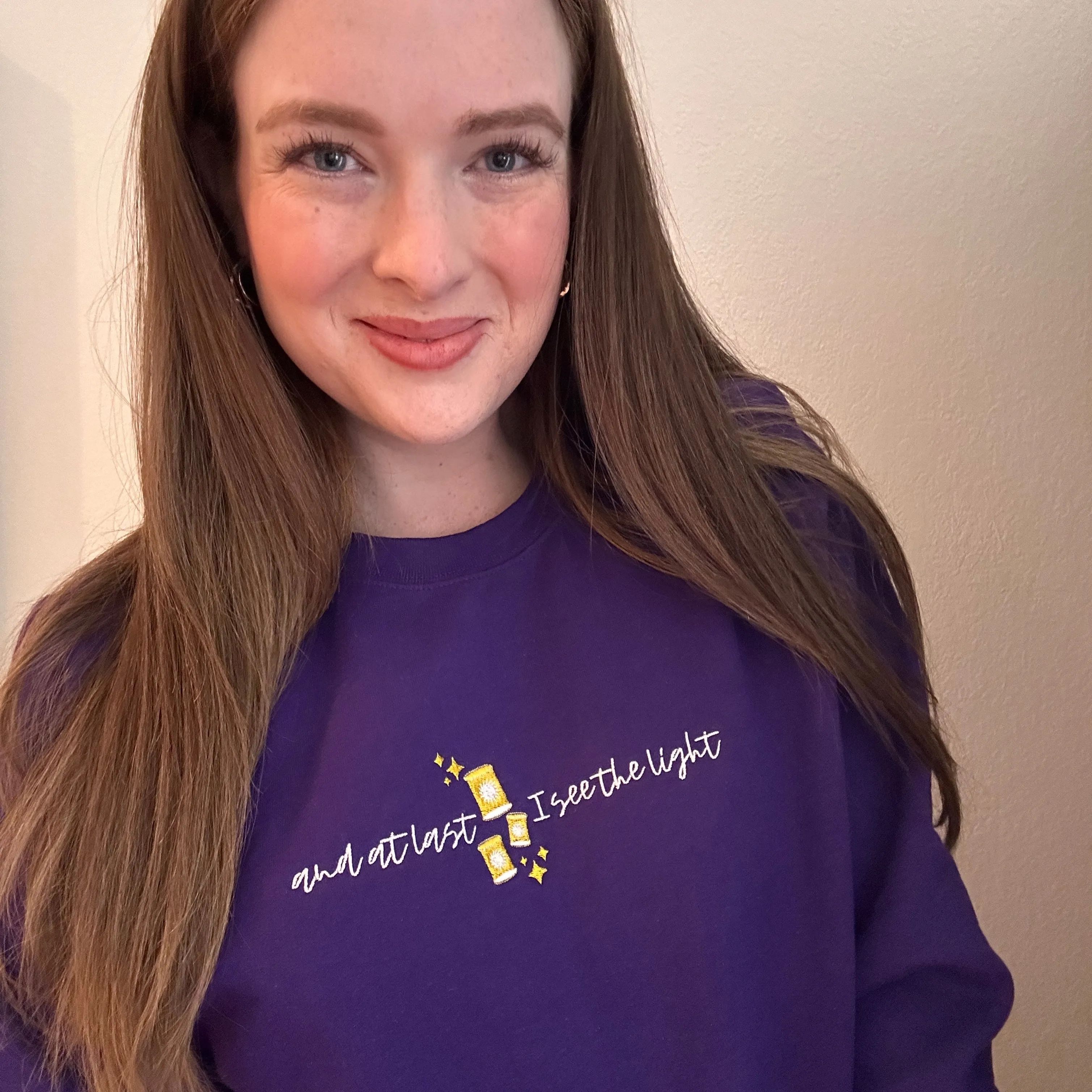 And At Last I See The Light on Princess Purple Gildan Heavy Blend Sweatshirt