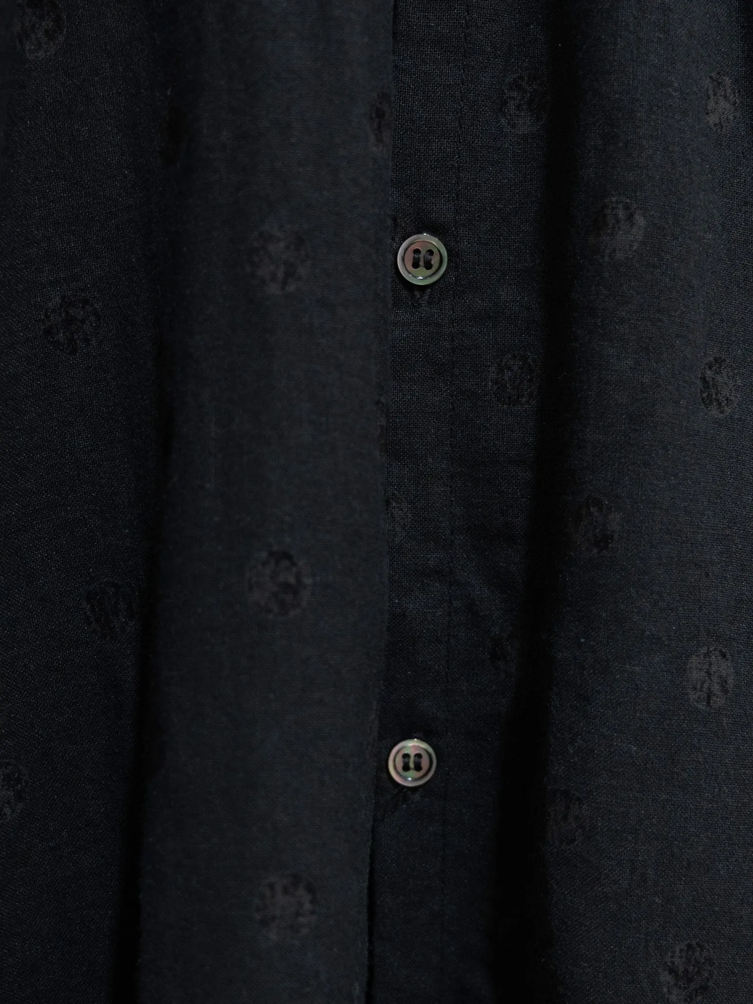 Azumadaki Ramie Flocky Dot Shirt - Black