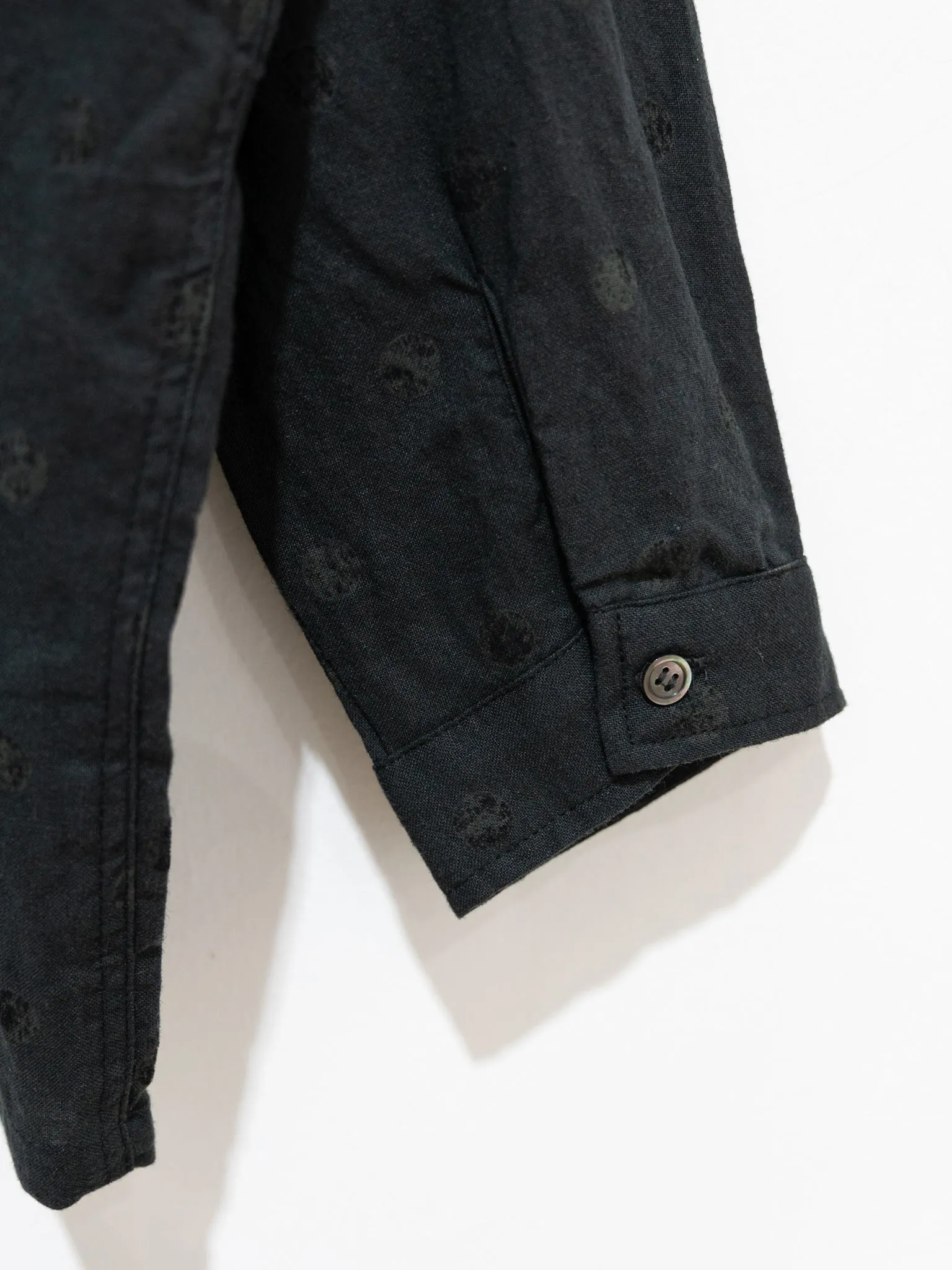 Azumadaki Ramie Flocky Dot Shirt - Black