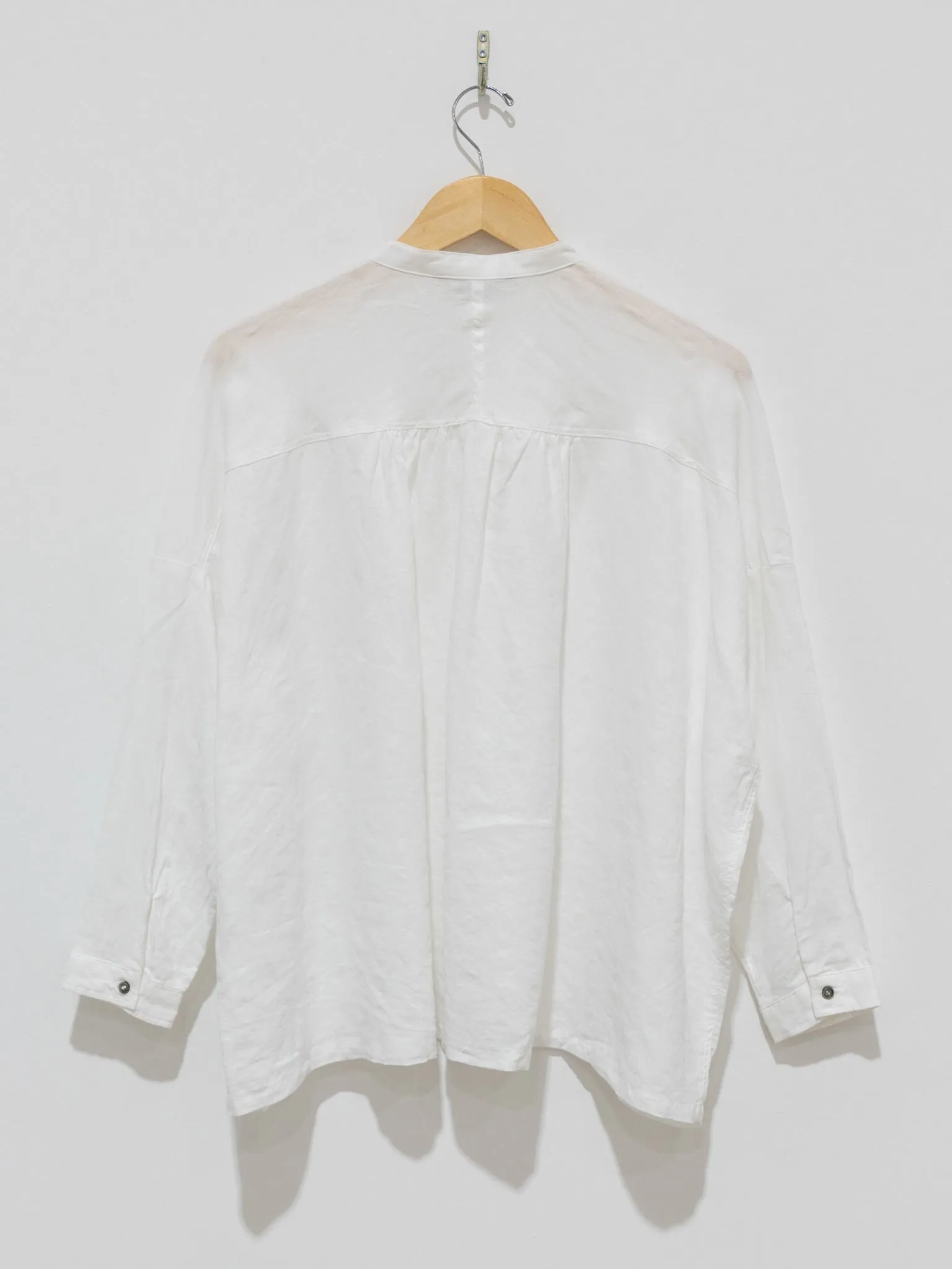 Azumadaki Ramie Flocky Dot Shirt - White