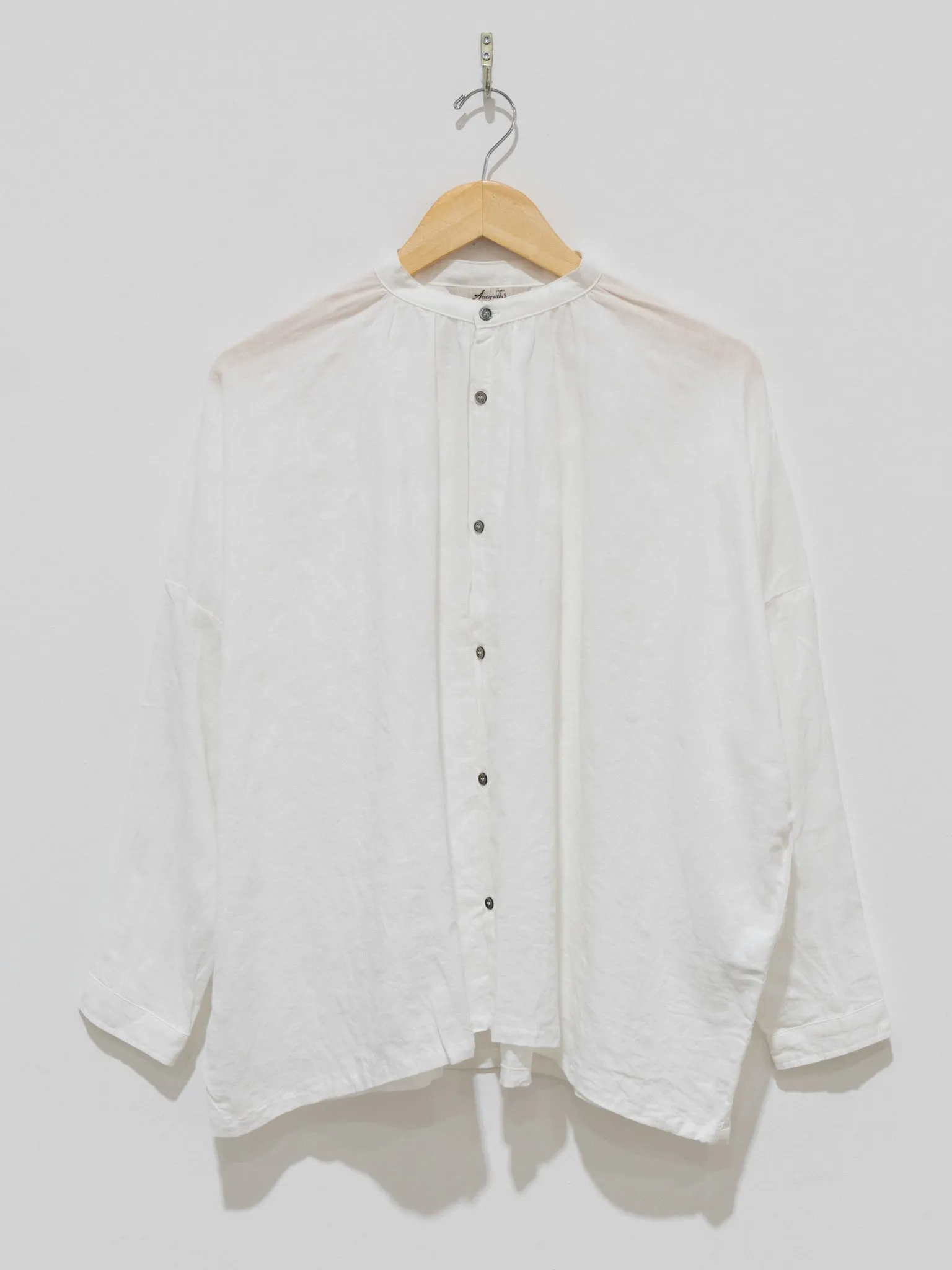 Azumadaki Ramie Flocky Dot Shirt - White