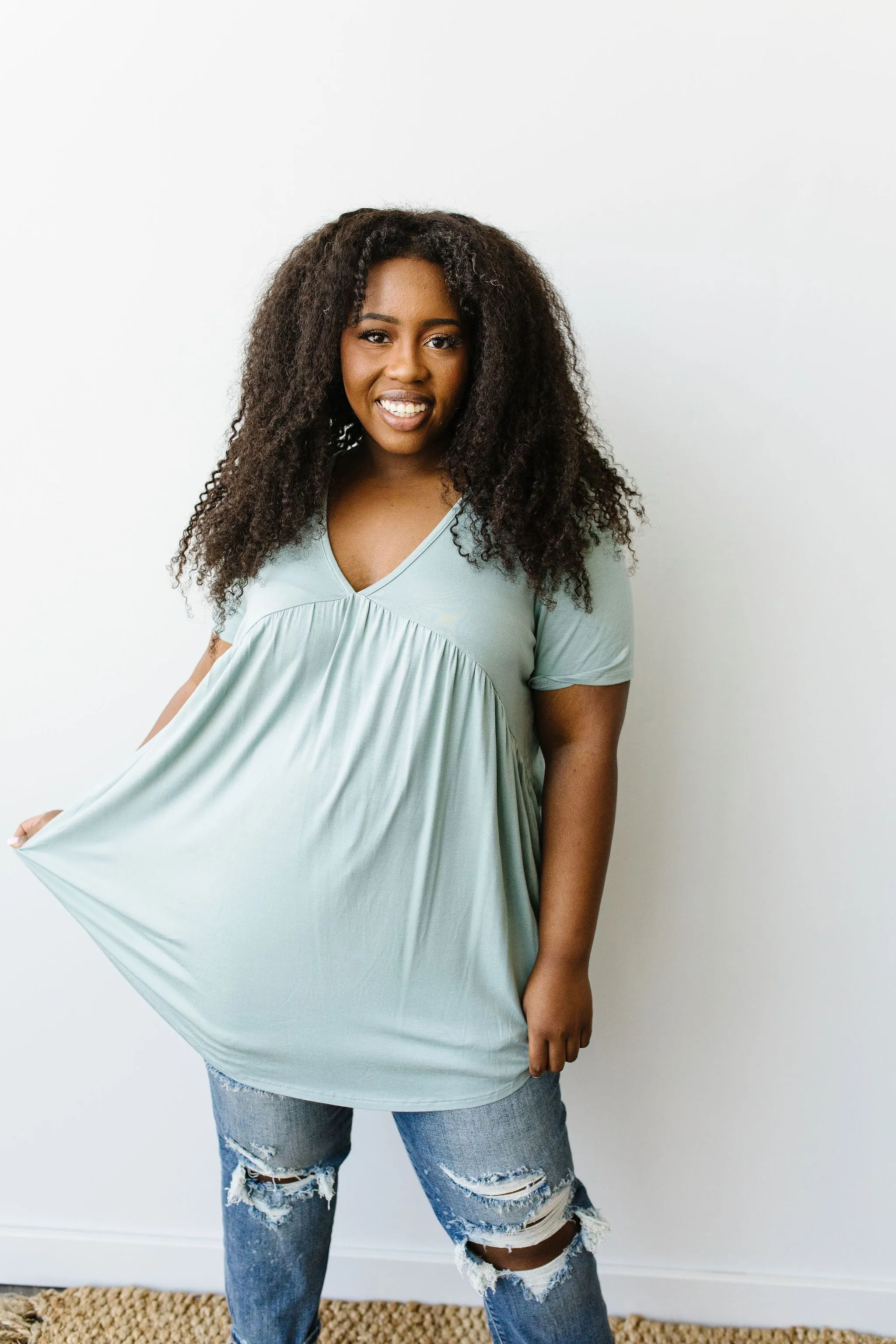 Bamboo Knit Top In Sage