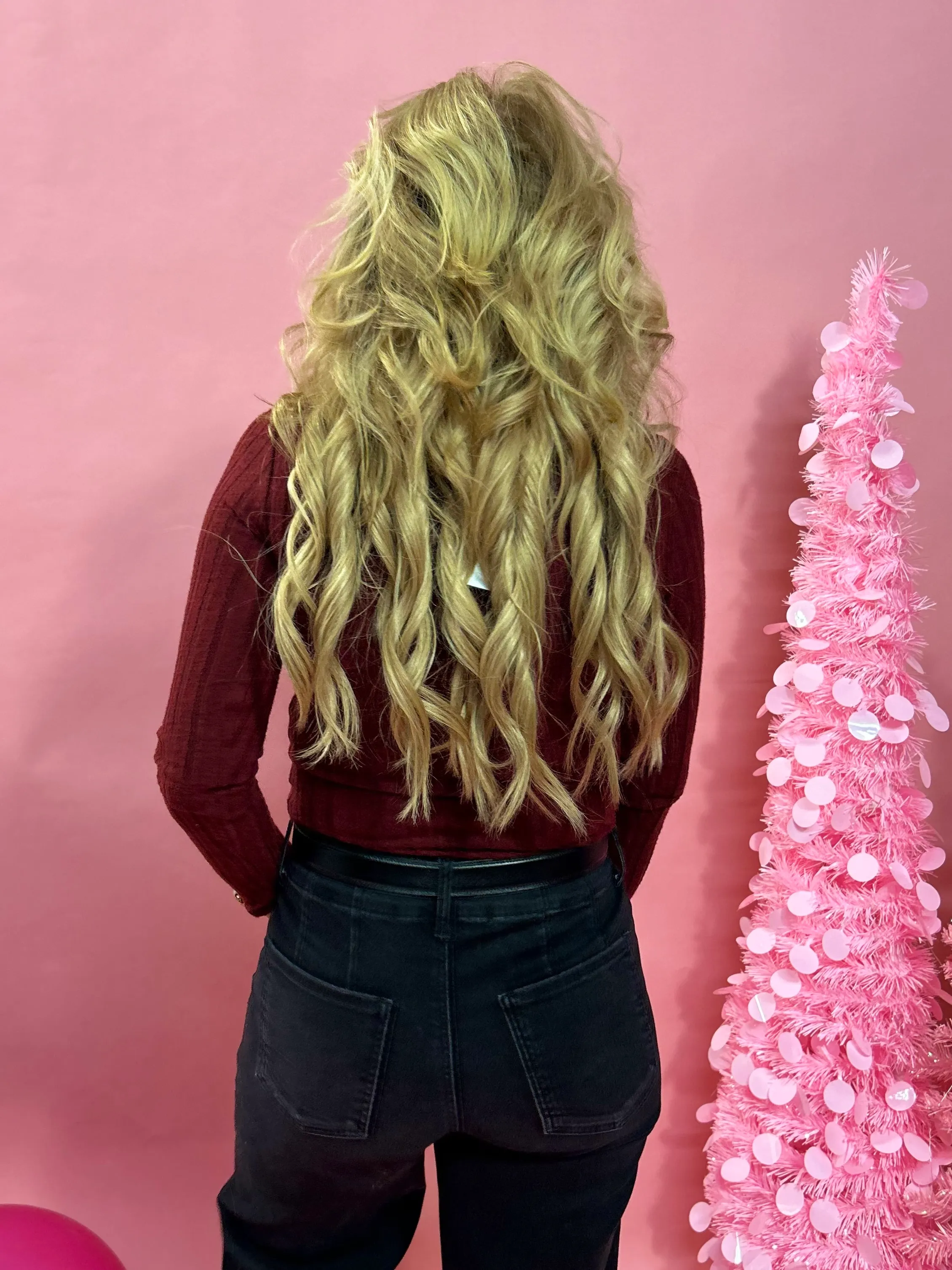 Barb Ribbed Knit Top in Burgundy