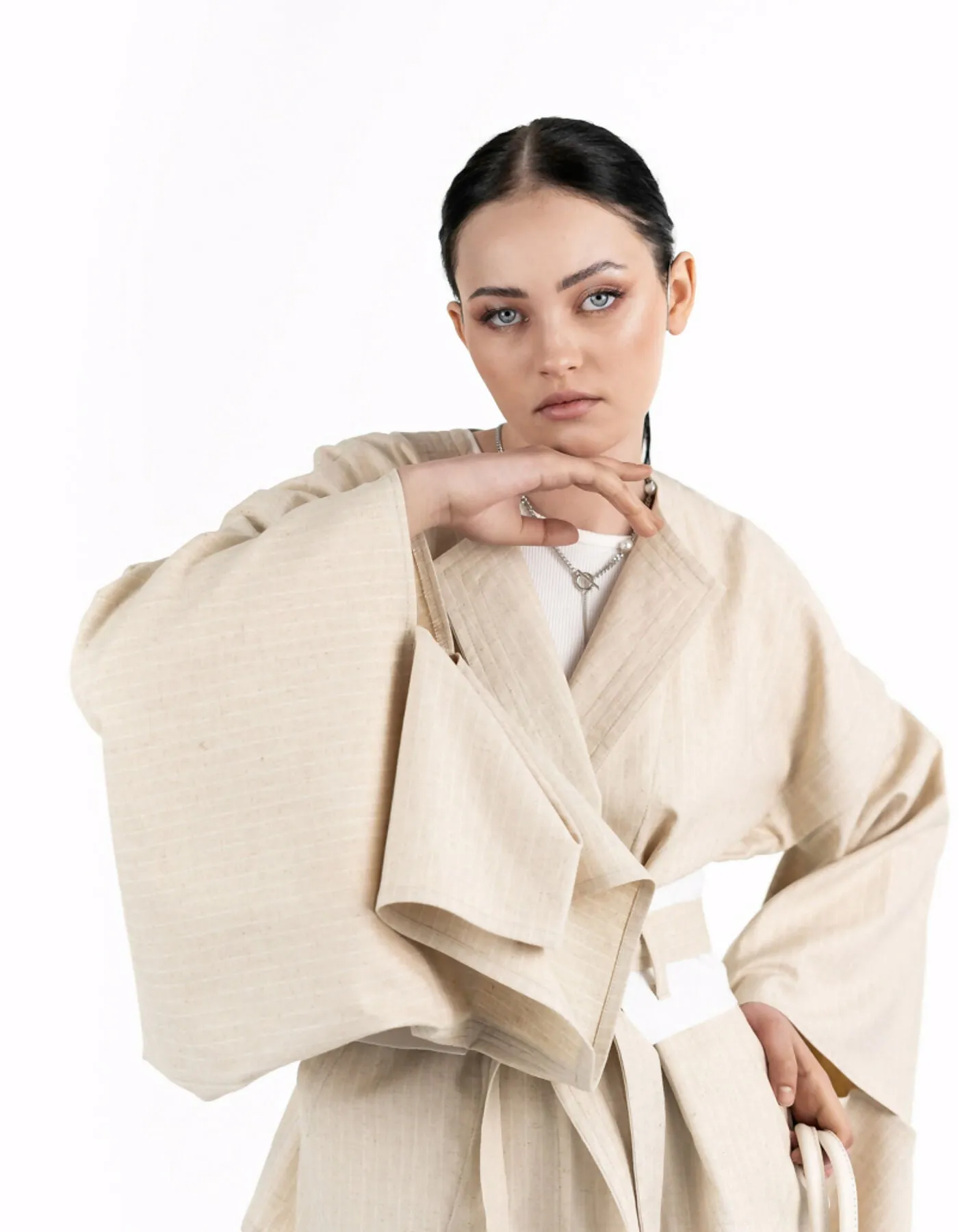 Beige linen kimono