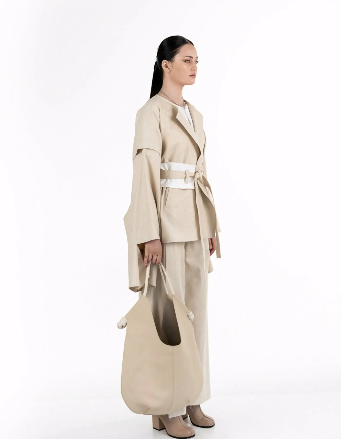 Beige linen kimono