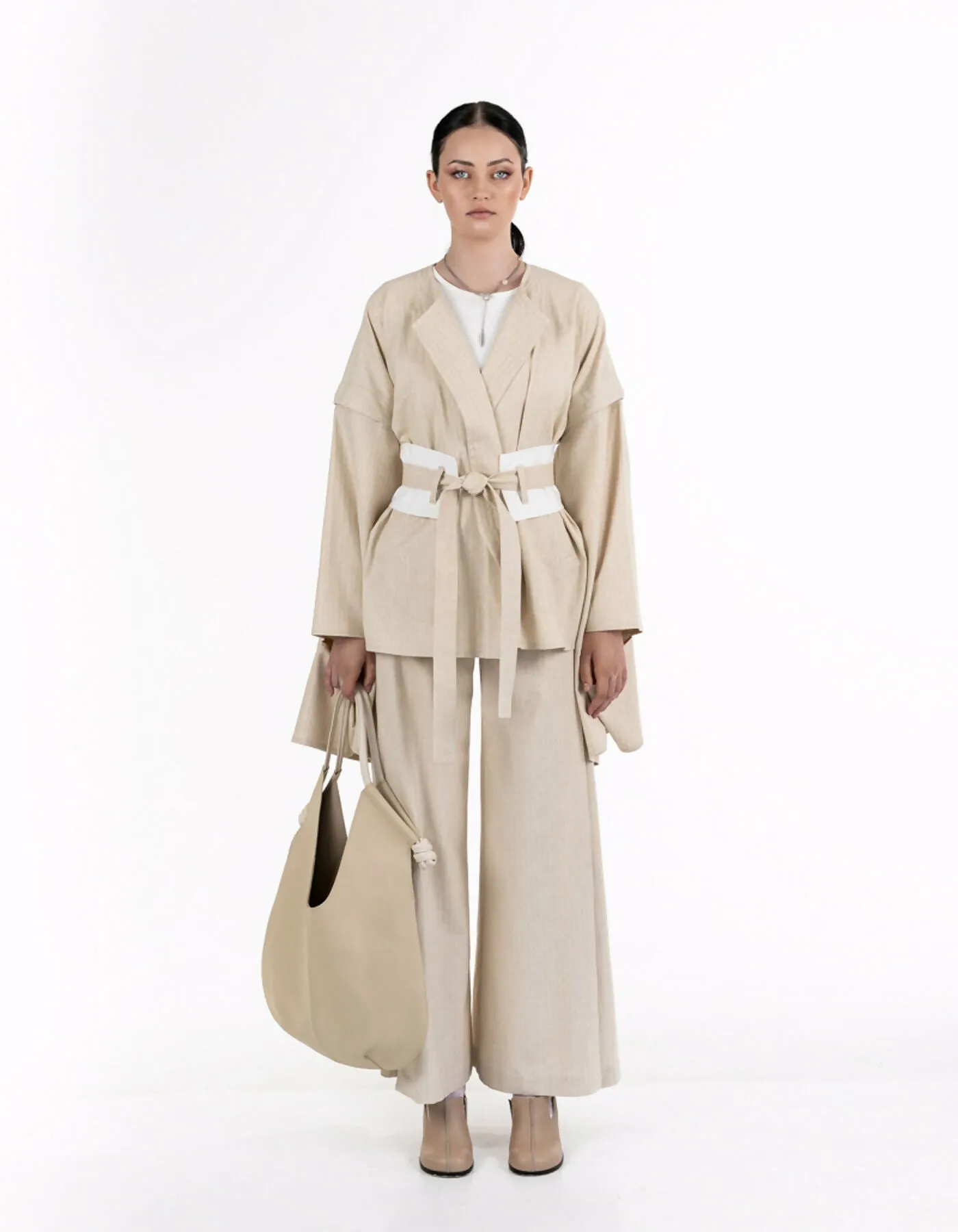 Beige linen kimono