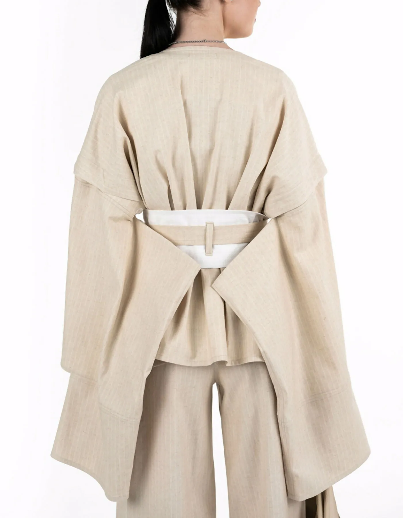 Beige linen kimono