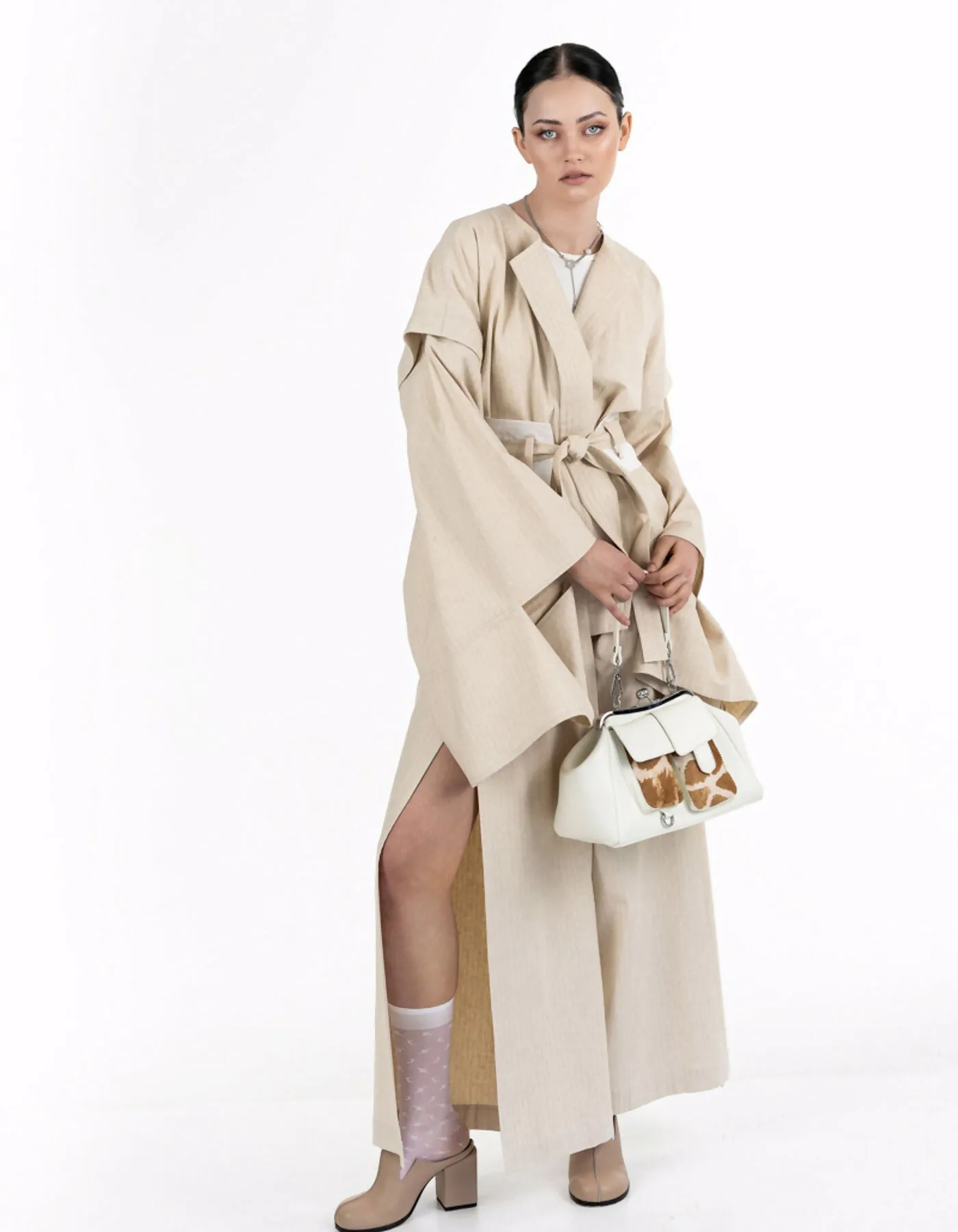 Beige linen kimono