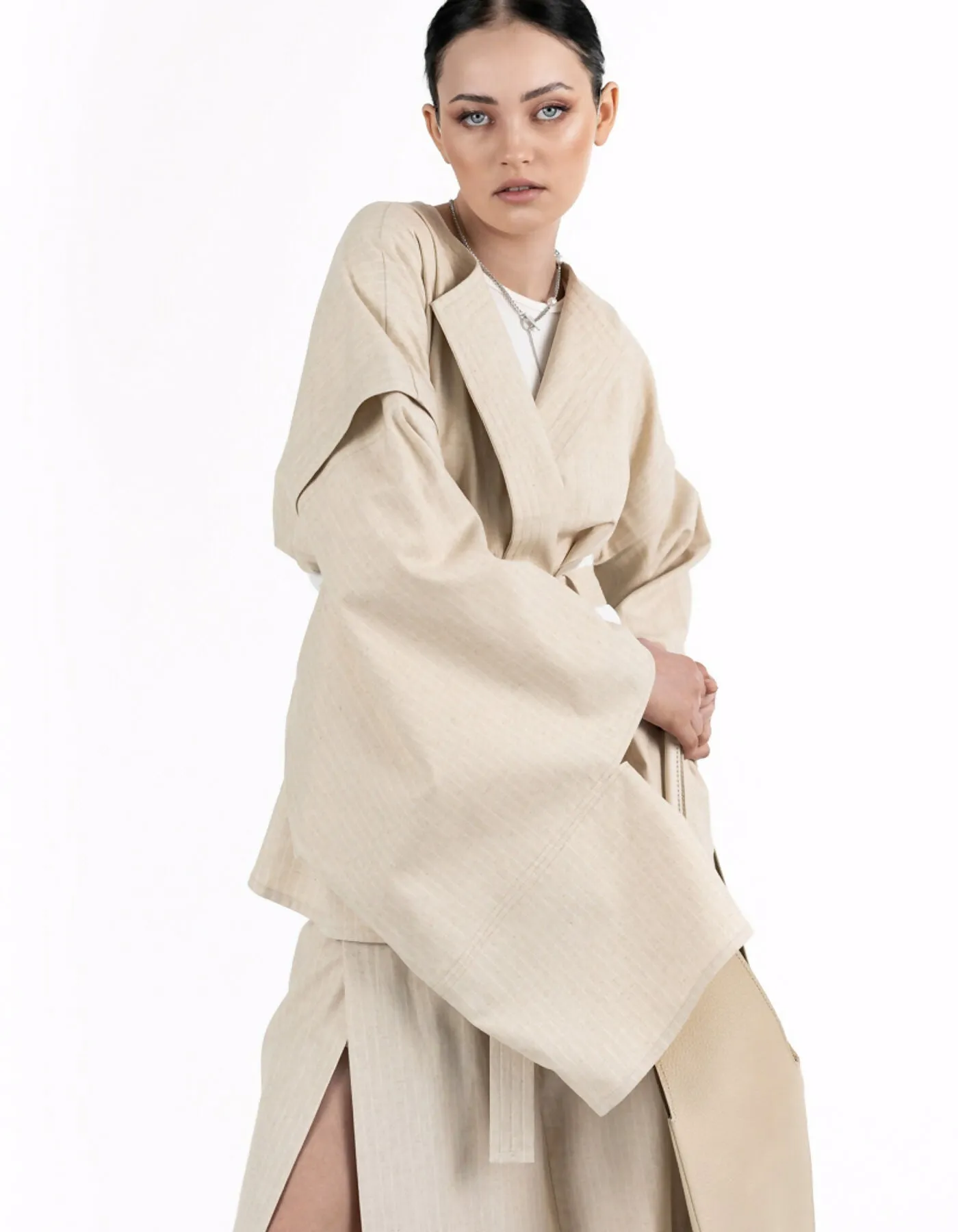 Beige linen kimono