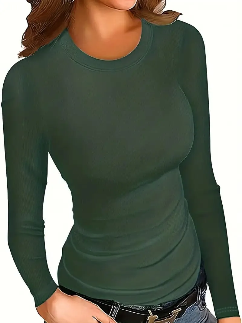 Beige Ribbed Knit Top
