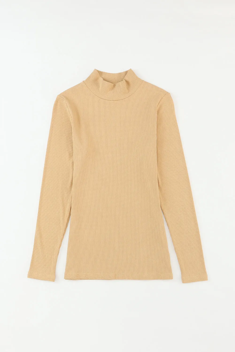 Beige Ribbed Knit Top