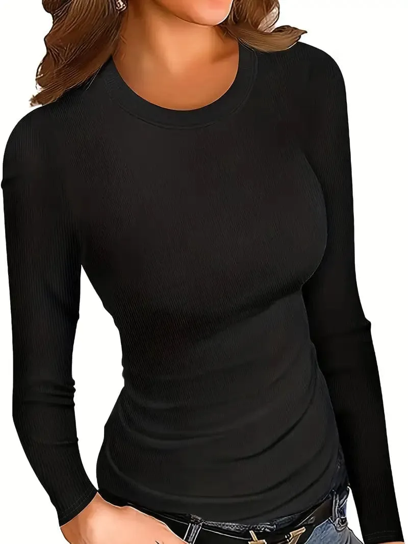 Beige Ribbed Knit Top