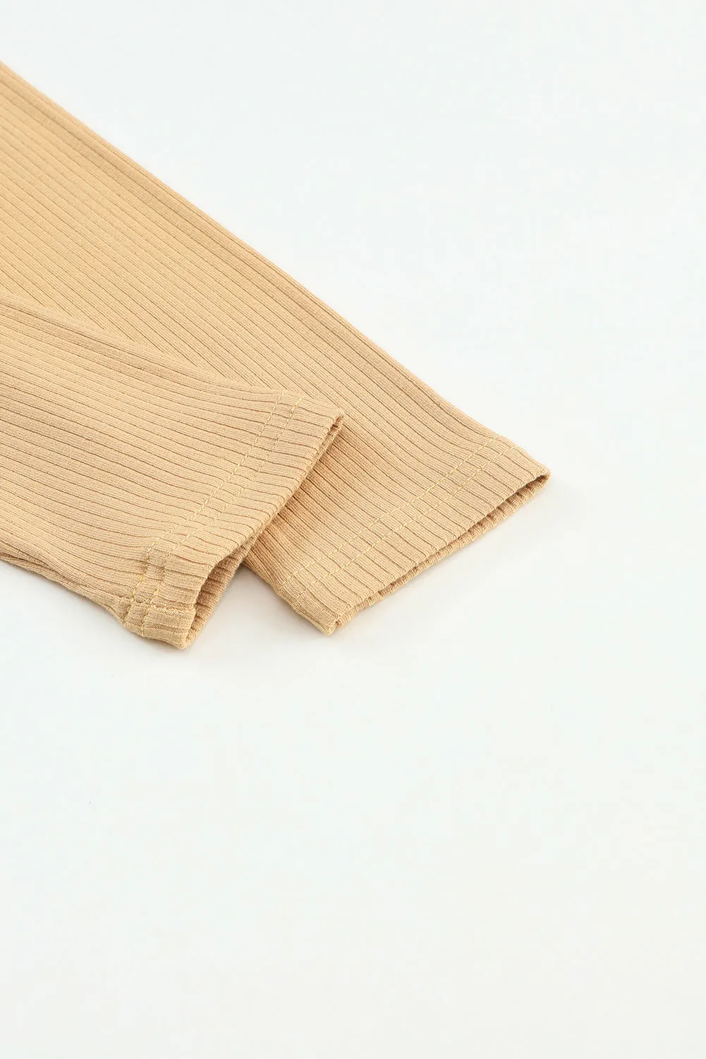 Beige Ribbed Knit Top