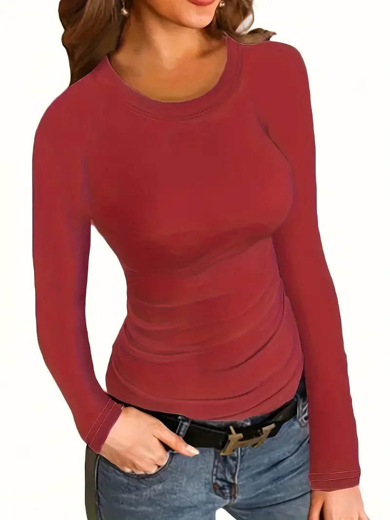 Beige Ribbed Knit Top