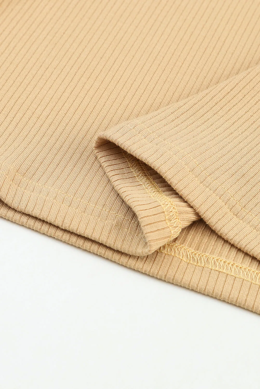 Beige Ribbed Knit Top