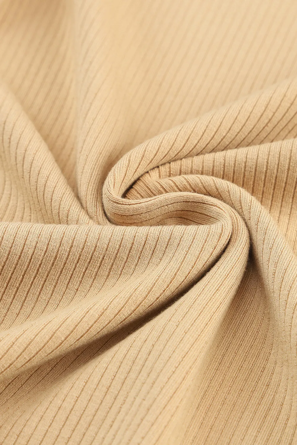 Beige Ribbed Knit Top