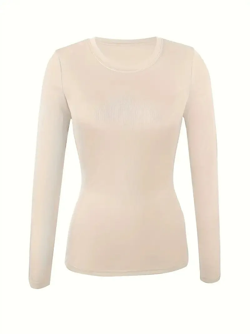 Beige Ribbed Knit Top