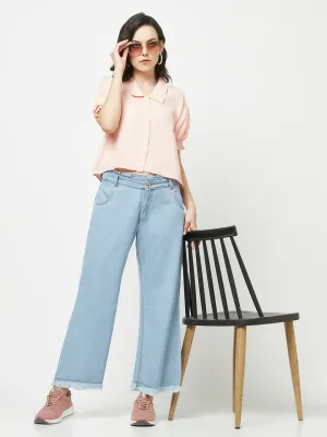 Belted Wide Cropped Jeans