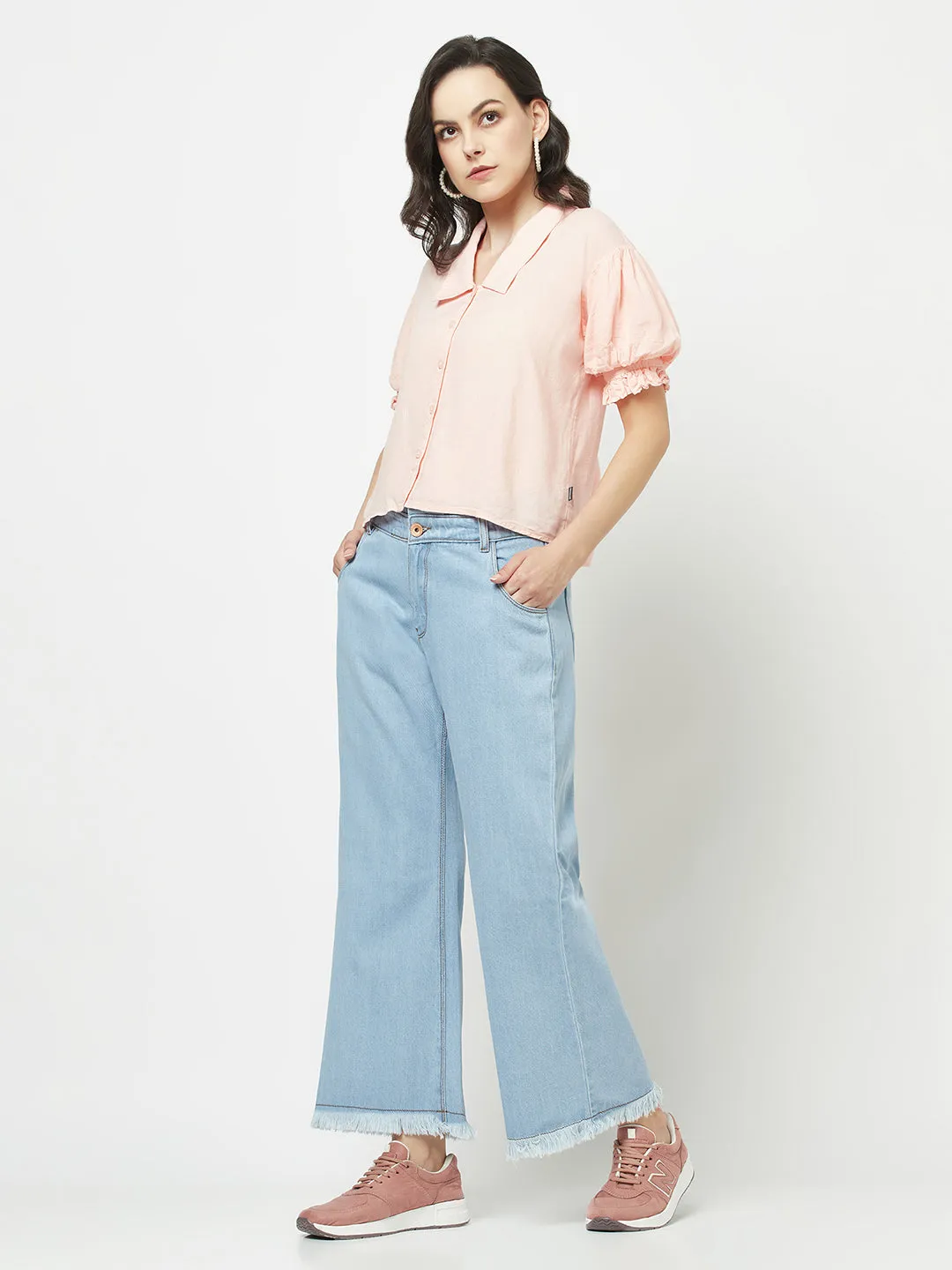 Belted Wide Cropped Jeans