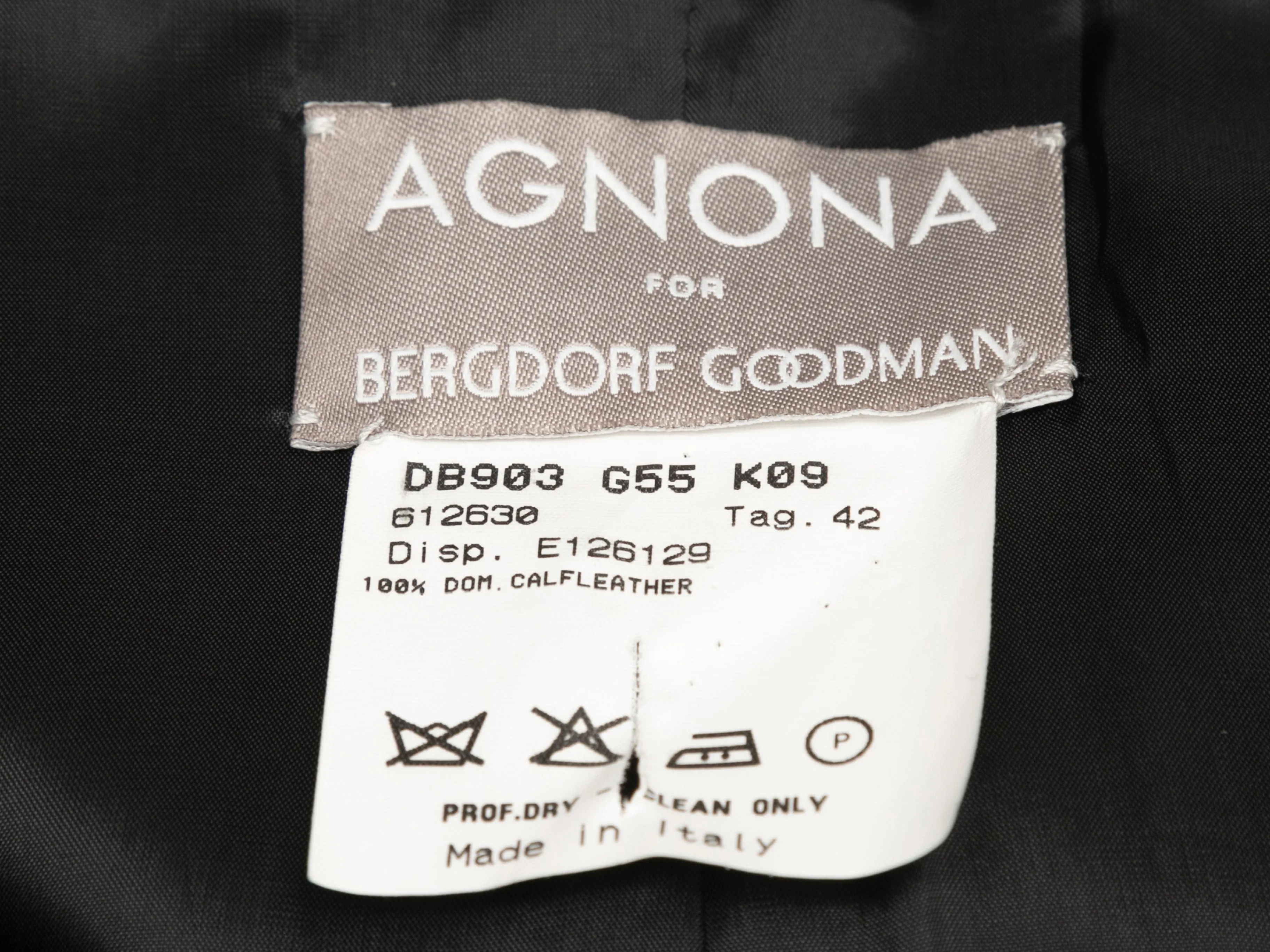 Black Agnona Leather Jacket Size IT 42