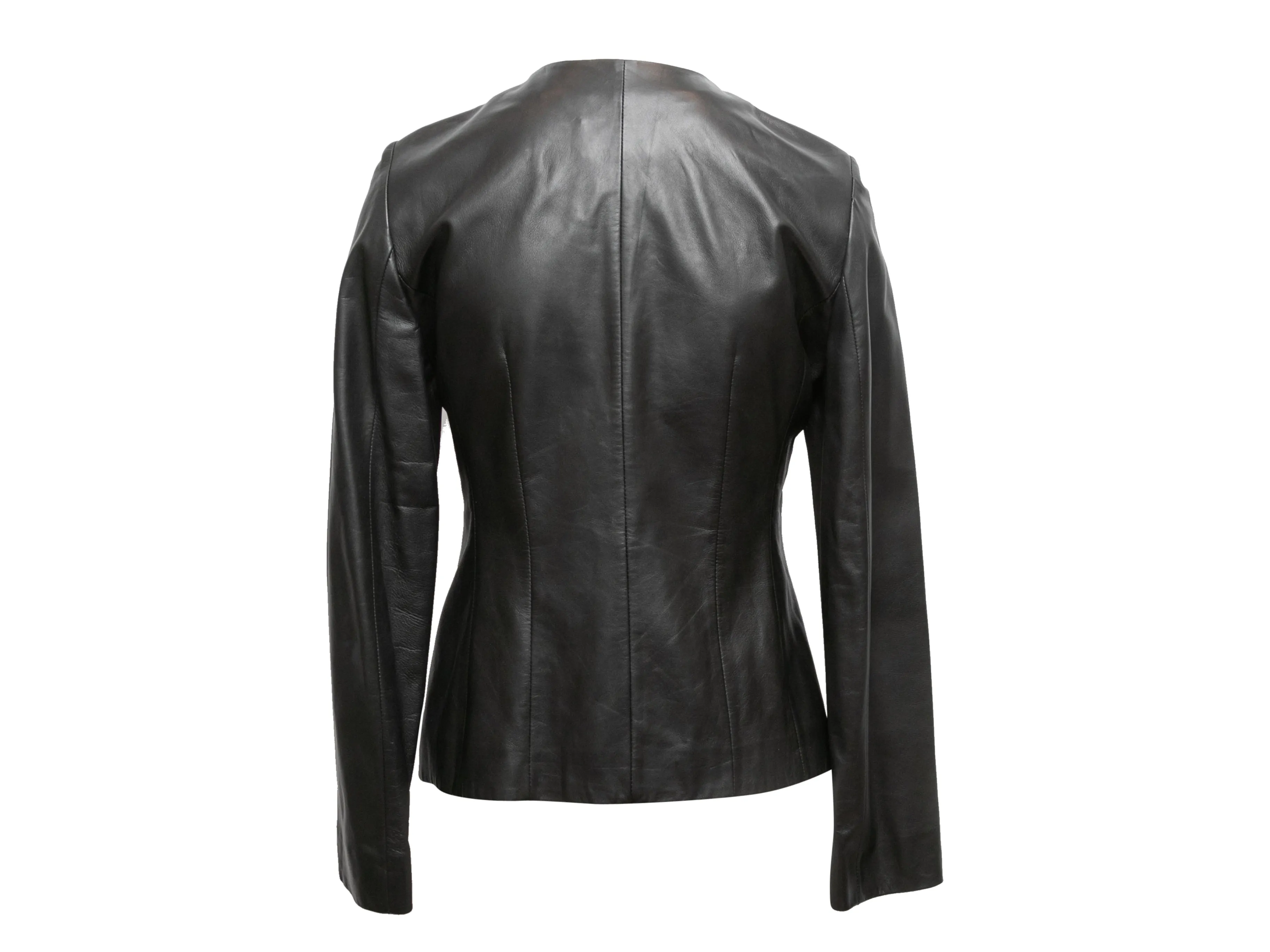 Black Agnona Leather Jacket Size IT 42