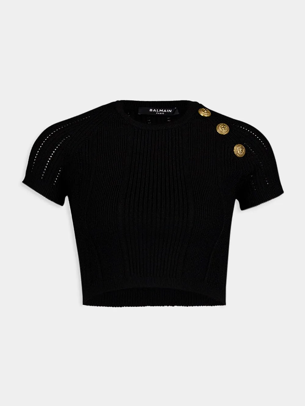 Black Buttoned Knit Top