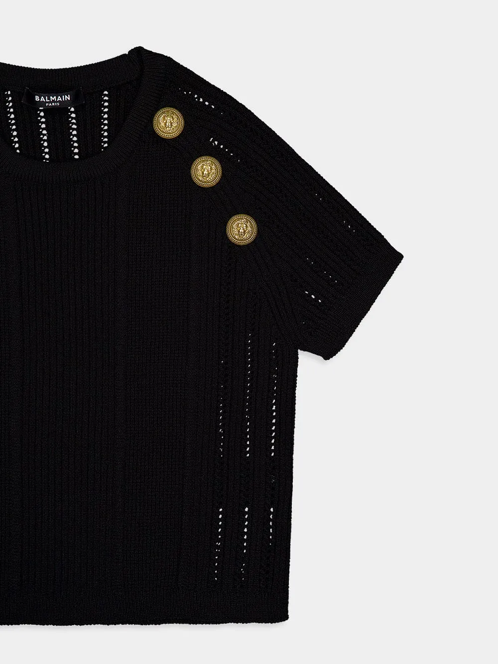 Black Buttoned Knit Top