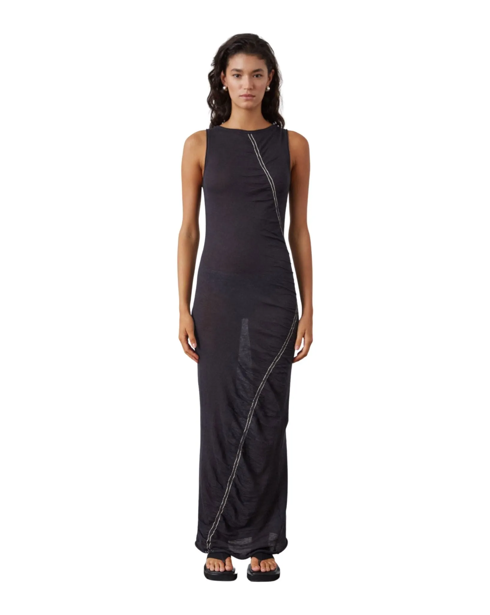 Black Contrast Knit Dress
