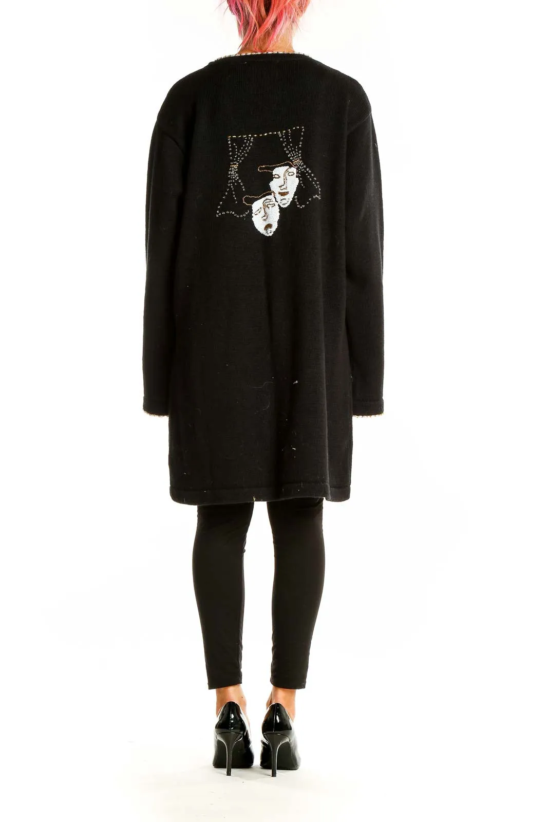 Black Embellished Theater Knit Cardigan