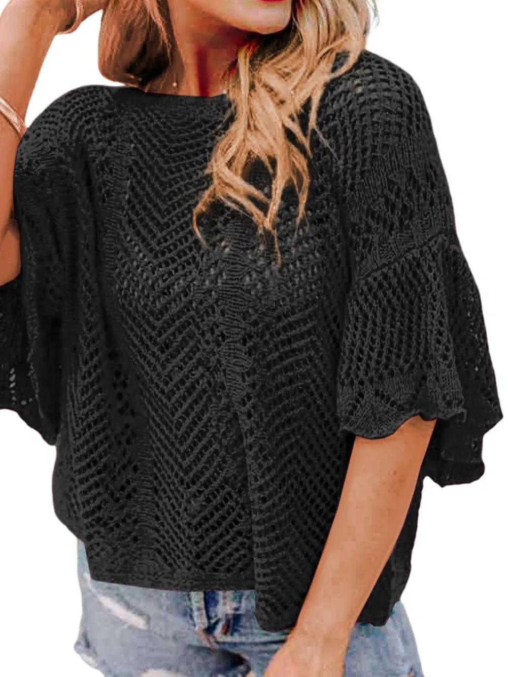 Black Knit Blouse