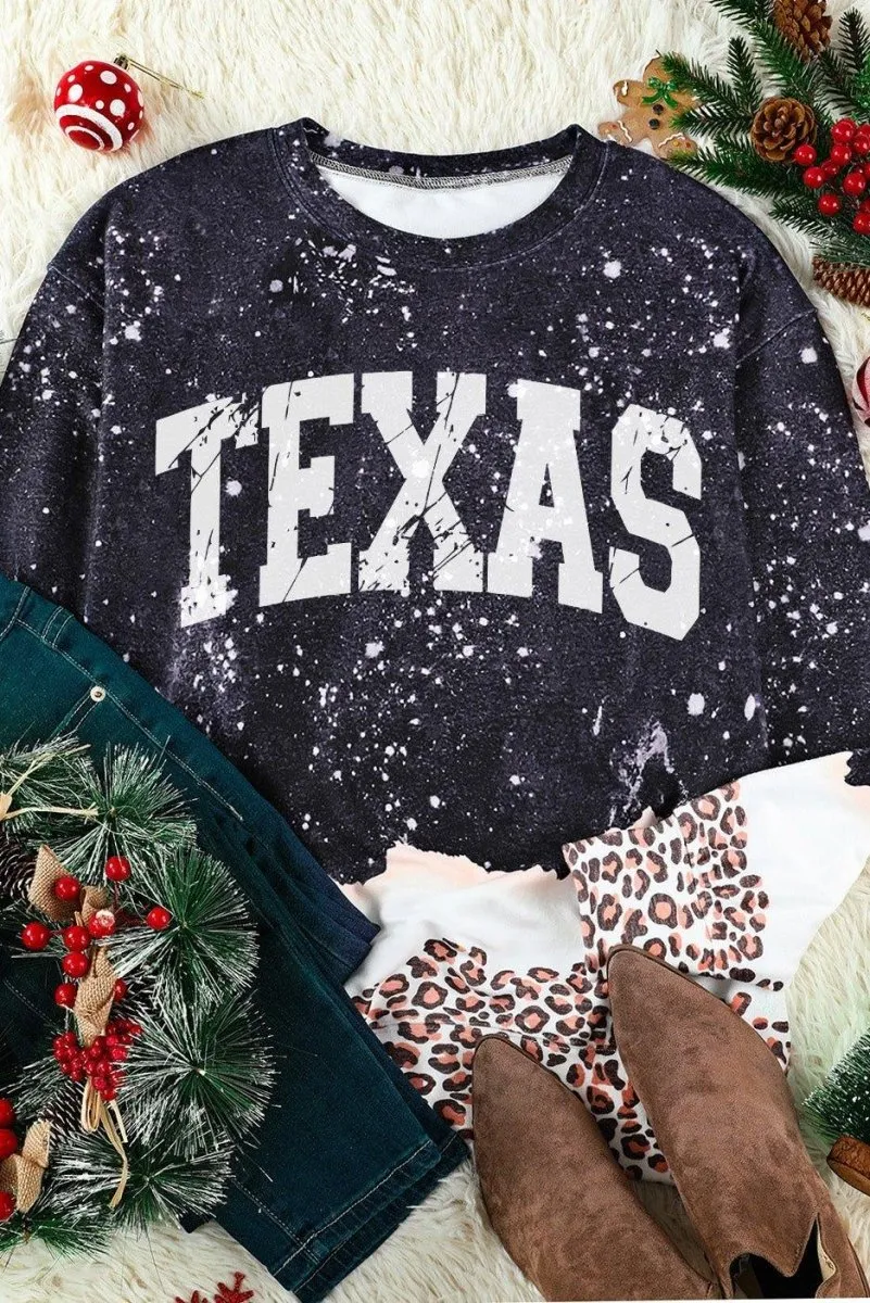 Black "TEXAS" Leopard Sweatshirt