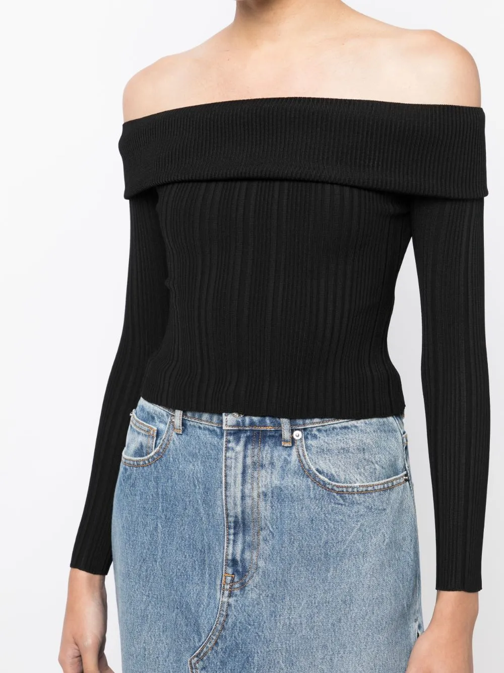 Black Ribbed Knit Top