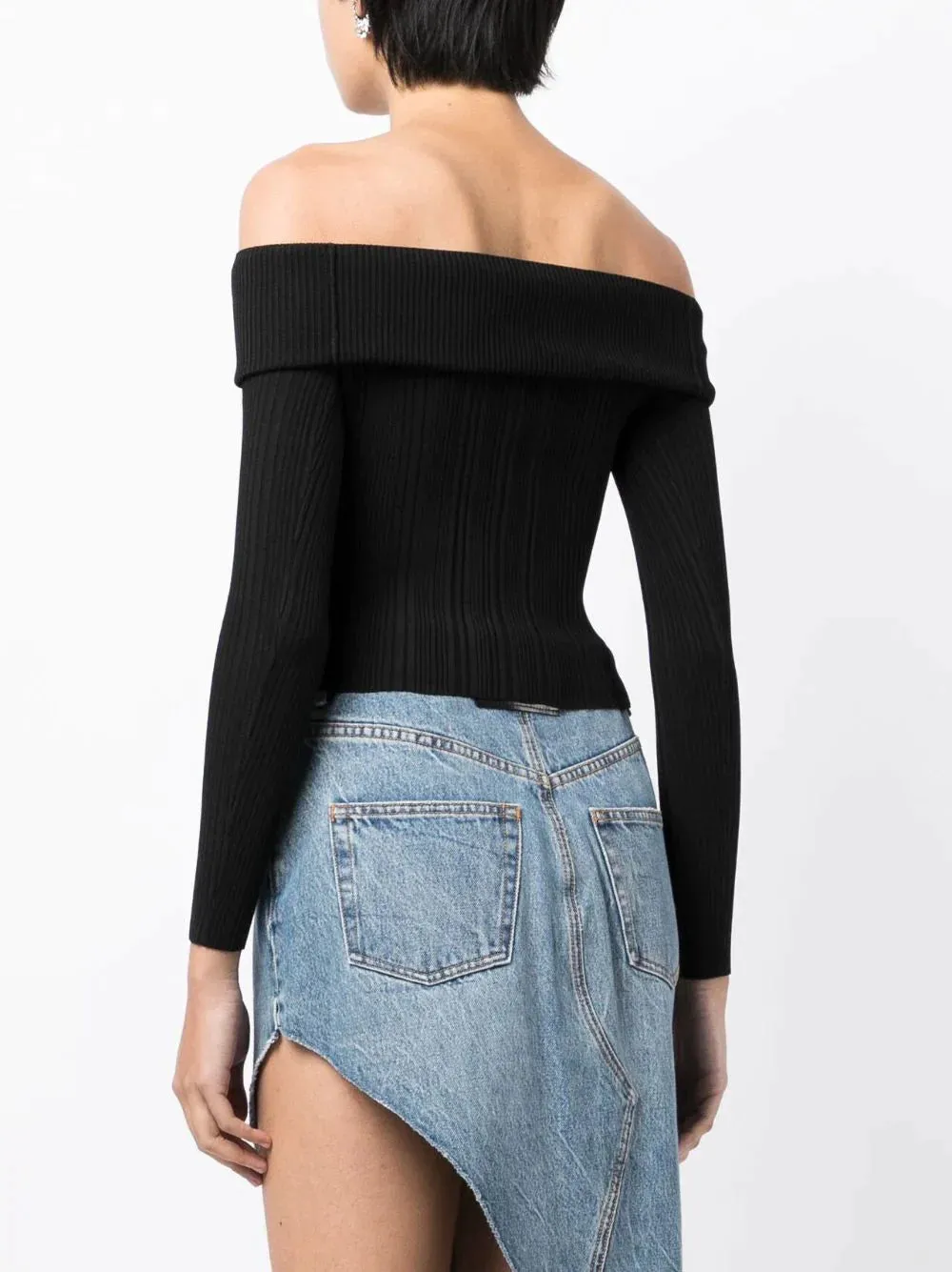 Black Ribbed Knit Top
