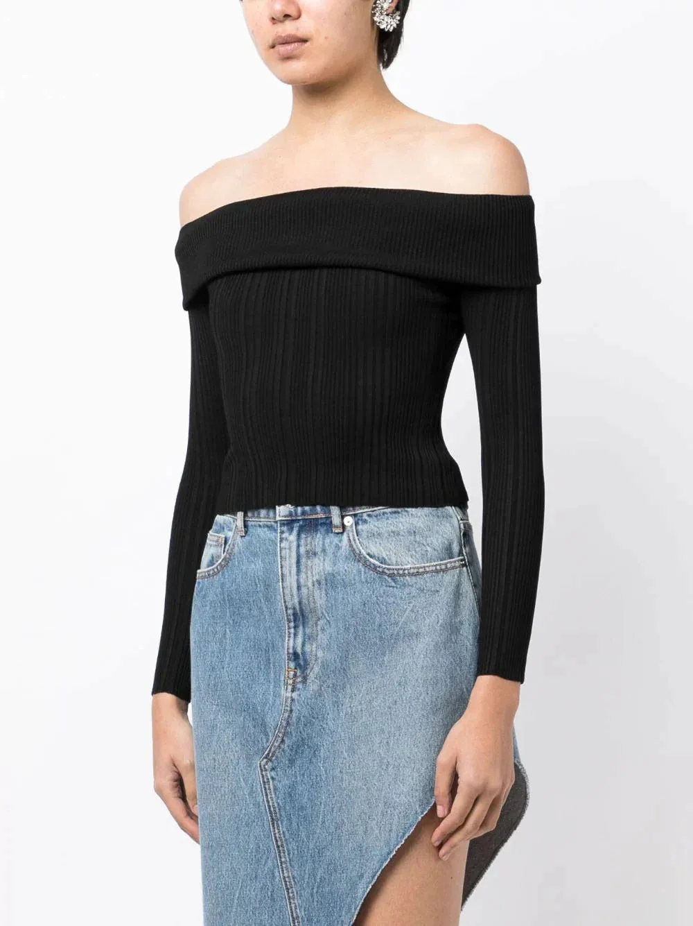Black Ribbed Knit Top