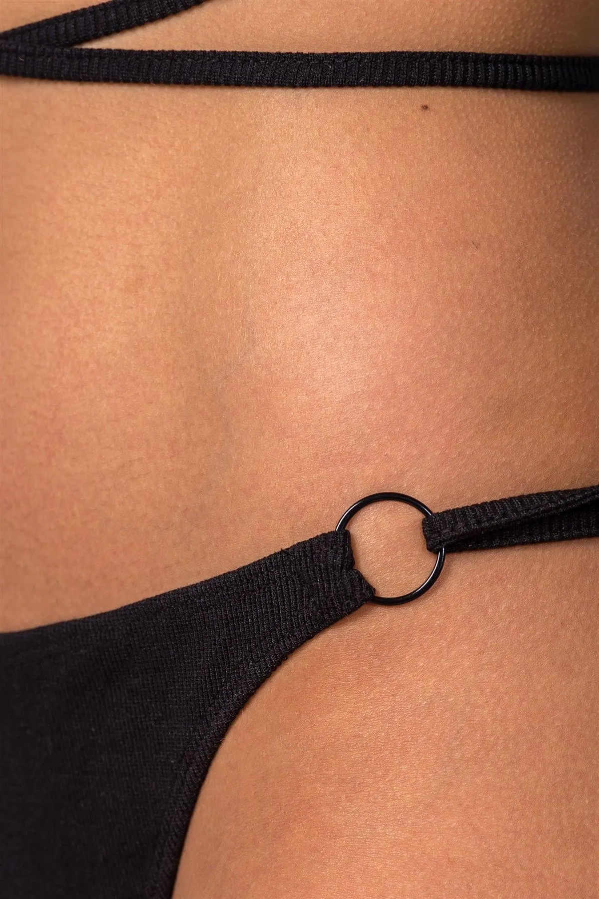 Black Triangle Top & O-Ring Bottoms Bikini Set /3-2-1